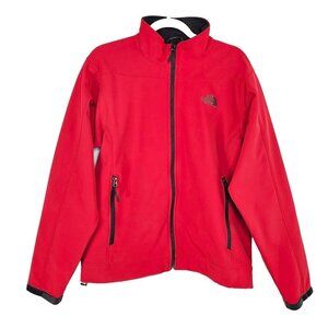 The North Face Soft Shell Jacket Red Mens Small Full Zip Fleece Lined Pockets